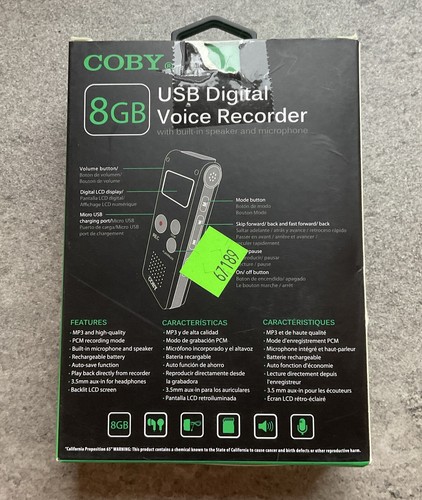 Coby CVR-29BK 8 GB USB Digital Voice Recorder with Built-In-Mic NOB - Picture 4 of 5