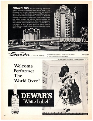 PRINT AD, 1966 The Sands Las Vegas 60's Resort Casino Going Up Lavish New Tower