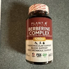 PLANT.O NUTRITION Berberine Supplement Extra Strength 1250mg HCI Complex 60 Caps