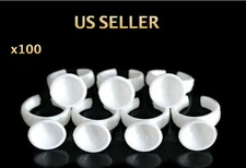100pcs White Pigment Glue Ring Cups Tattoo Ink Holder For Permanent Makeup Small