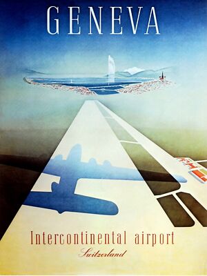 4834.Geneva.intercontinental airport.switzerland.POSTER.decor Home Office art