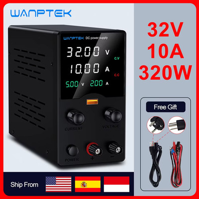 Adjustable DC Power Supply 30V 10A LED Lab Bench Power Source Stabilized Switch 