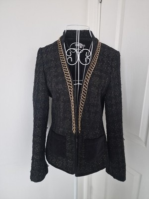  Per Una or L'Agence black boucle jacket with gold chain detail size 10