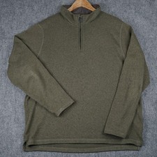 Wrangler Authentics Pullover Men Large Olive Green Quarter Zip Sweater Fleece