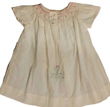 Vintage Handmade Smocked Embroidered Baby Dress Size Approx 9 To 12 Months