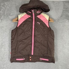 Puma Puffer Vest Girls Large Brown Pink Color...