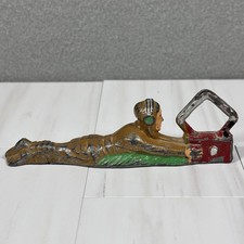 Vintage MANOIL Soldier Radio Operator Lying Down Metal Figure Toy Infantry WW2