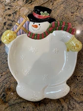 Fitz and Floyd Home Fragrance Snowman Potpourri Candy Dish bowl 9.5"