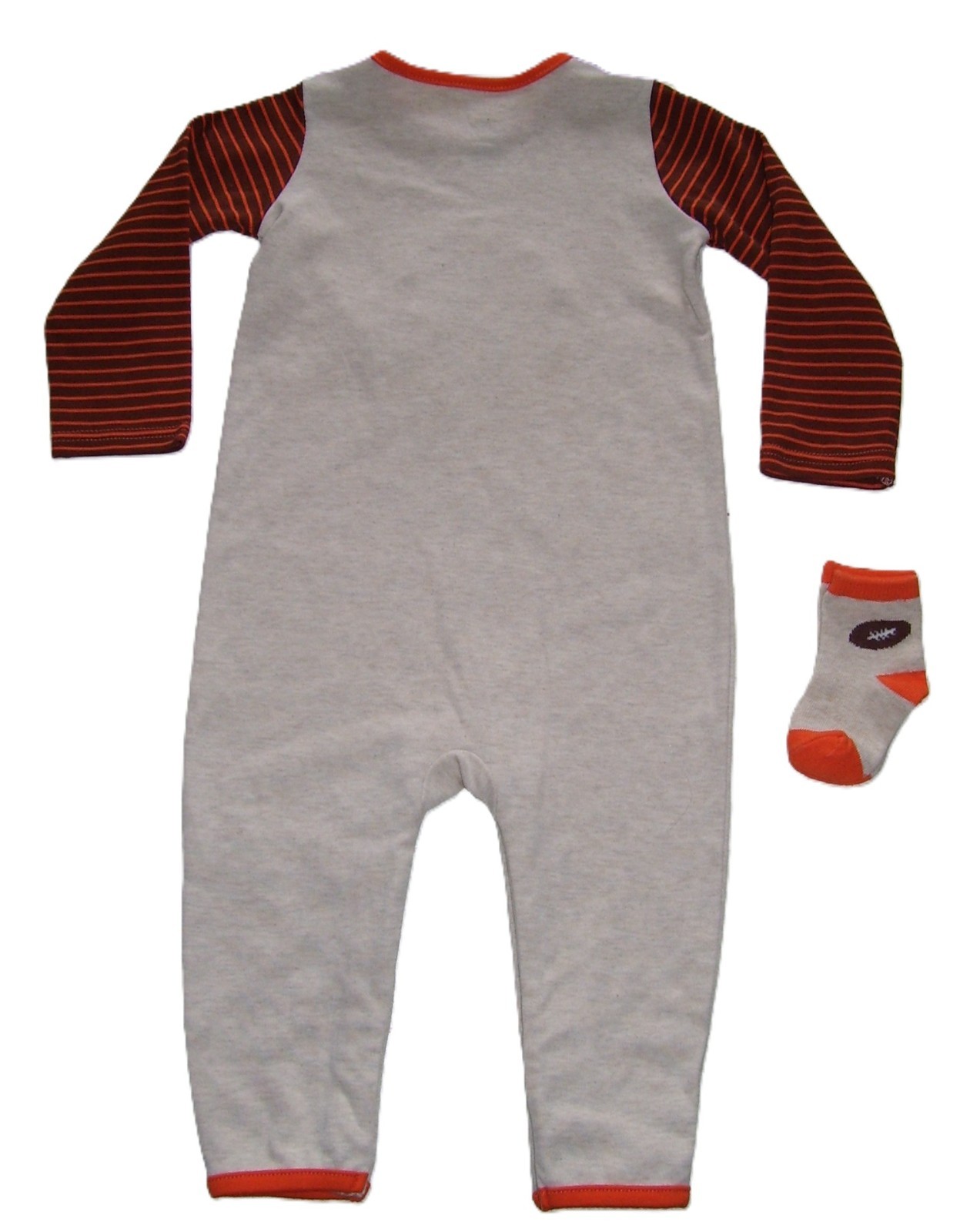 Baby Essentials 3 Pc Turkey Time Football Thanksgiving Coverall Socks Outfit 18M image 5