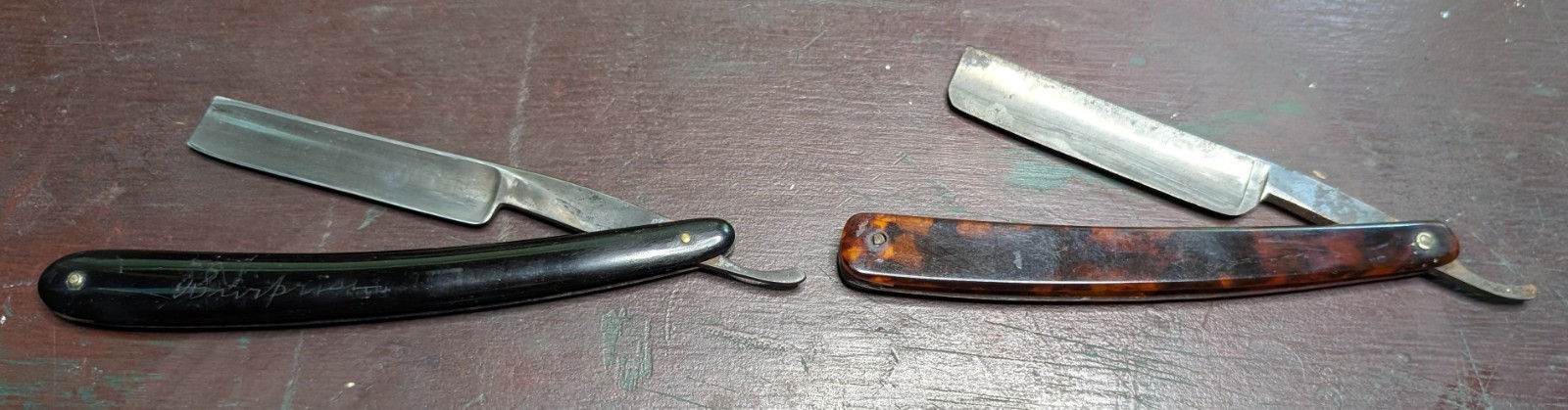 Antique Cast Steel Warranted Straight Razor, Plastic Handle, With Generic Case