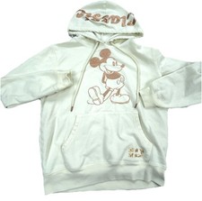 Disney Hoodie GIrls Large Off White Sweatshirt Mickey Mouse Walt World Youth