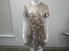 Valentino Sequined Crystal Short-Sleeve Mini Shift Dress (size 40IT)