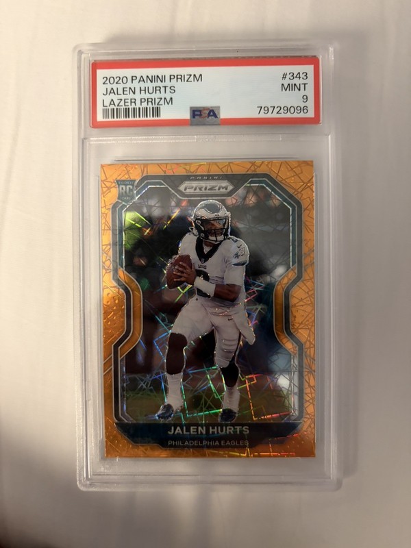 2020 Panini Orange Lazer Prizm #343 Jalen Hurts Eagles RC Rookie PSA 9 MINT
