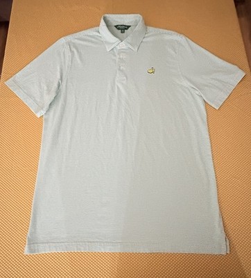 Masters Classics Polo Green White Striped Size Large Pima Cotton Modal Spandex