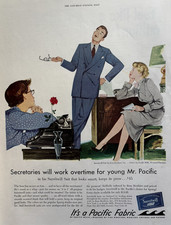 1950 Pacific Mills Fabric Worsted Division Clothing Wollens Cottons VTG Print Ad