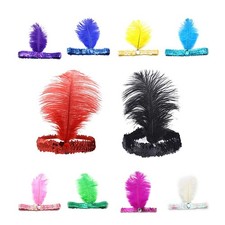 Sequins Feather Headpiece 1920s Carnival Party Accessory Party Feather Headba...