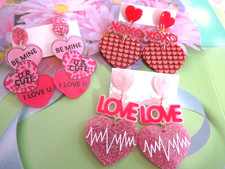 Adorable Valentine's Day Heart Statement  Dangle Drop Earrings- Light weight