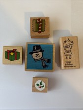 Rubber Stamps Christmas Themed Wood Mounted Stamp Set