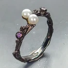 Jewelry gems Natural Pearl Ring 925 Sterling Silver Size 5 /R461247