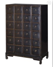 The Forest & Co 24 Draw Apothecary Chest Black Mahogany Wood Industrial Oriental