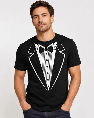 Mens Tuxedo T-Shirt Funny Tux Graphic Tee Prom Wedding Groom Costume Outfit - product listing photo