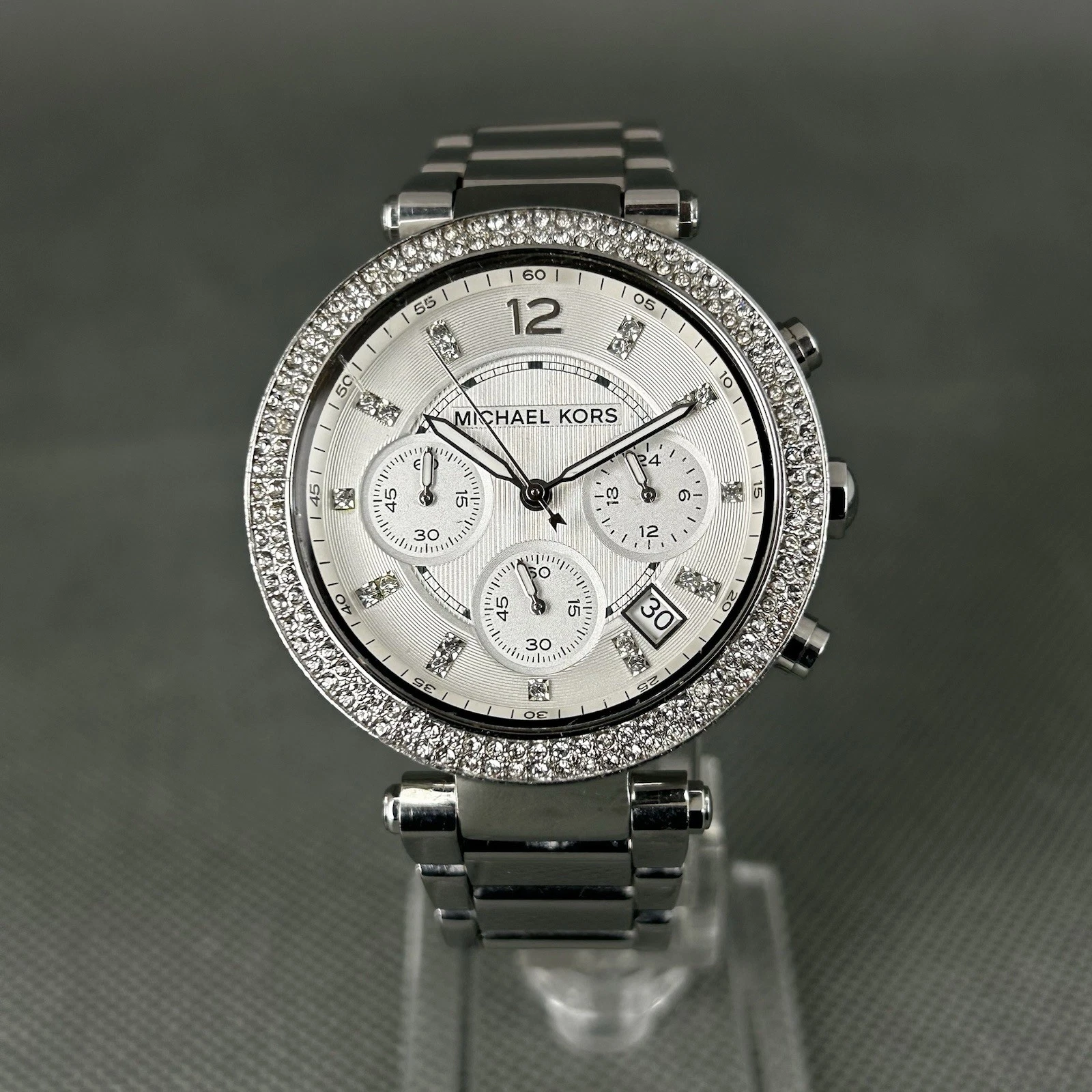 Orologio Michael Kors Parker Donna MK 5353 Cristalli Argento MK5353 Data Batteria Nuova