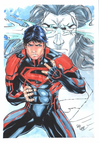 SUPER BOY 08X11 AMAZING PINUP -ORIGINAL ART BY ROB LEAN AGU 3