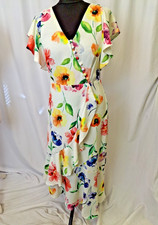 Phase Eight Anthea Floral Dress Frill Ruffle Midi Multi Women's UK10 C5746