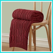 Cable Knit Throw Blankets 50 x 60 Inches, Soft Cozy and Lightweight Knitted B...