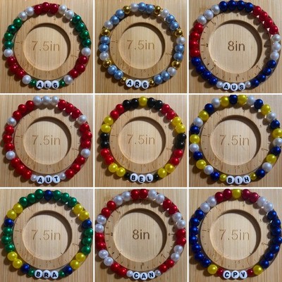 FIFA World Cup Flag Colors Bead Bracelets (6.5 in. - 6.75 in.)