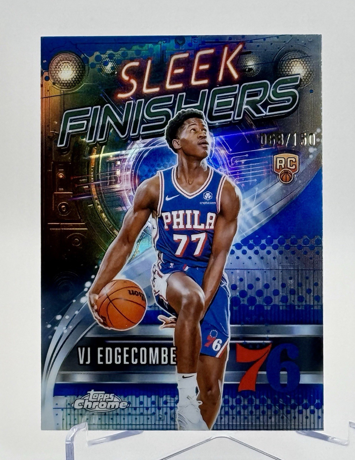 2025-26 Topps Chrome - VJ Edgecombe #SF-23 Sleek Finishers Blue Refractor /150