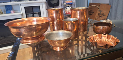 Vintage Solid Copper Collection 7 Pieces Made in USA   Coppercraft Guild, Paul R