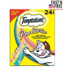 Temptations Creamy Puree Lickable Cat Treats, 12g Pouches 24 Pack 