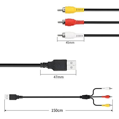 YACSEJAO USB to 3RCA Composite Cable