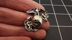 Lapel pin NEW USMC Marines Emblem B2 Left Collar Gold Silver 1" TWO TONE