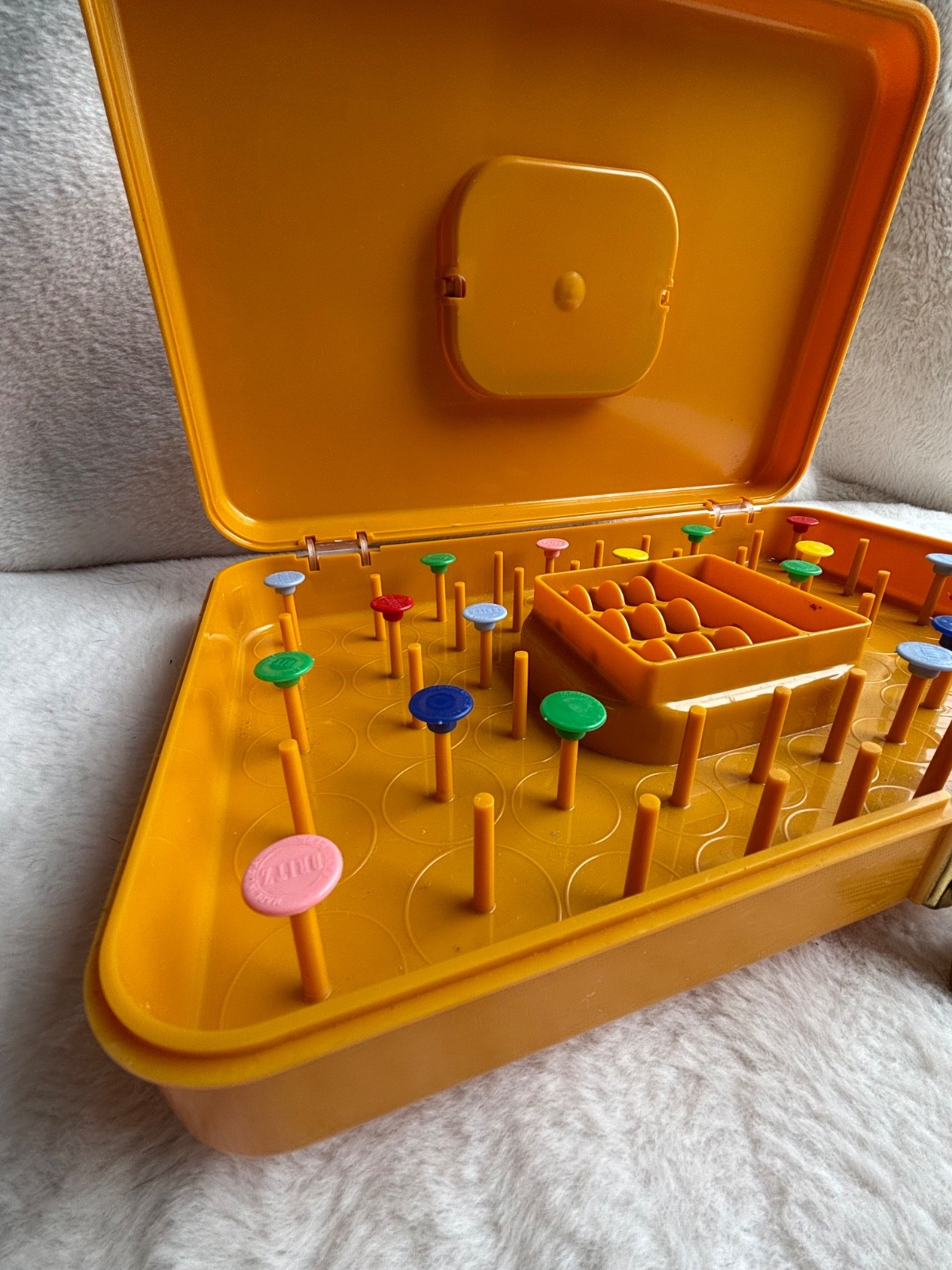 Wilson MFG Sewing Box Plastic Portable Spool Keeper Orange Vintage