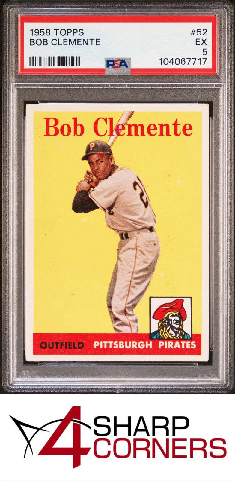 1958 TOPPS #52 ROBERTO BOB CLEMENTE PIRATES HOF PSA 5