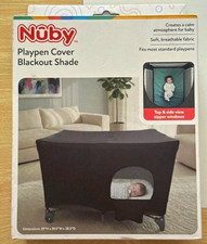Nuby Playpen Cover Blackout Shade Black Canopy/Netting with Zipper Windows