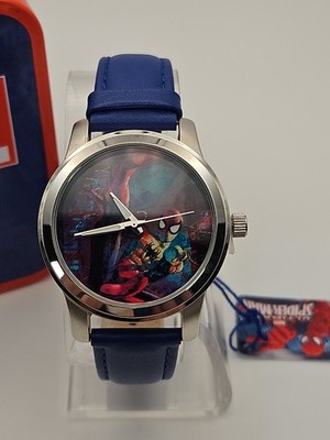 Marvel Spiderman Analog Men s Watch Blue Leather Quartz Movement