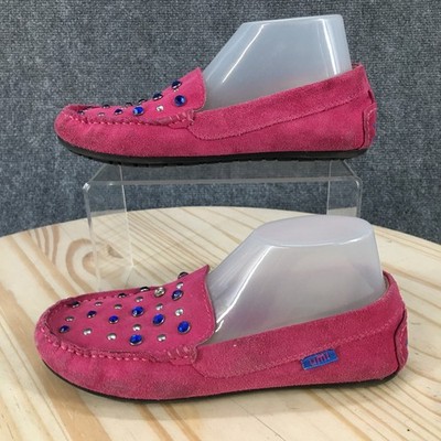 Umi Womens 34 Pink Morie G Moccasin Leather Loafers Slip-On Casual Footwear