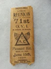 PLEASANT HILL OHIO 71st VOL. INFANTRY GAR CIVIL WAR GRAND ARMY REUNION RIBBON