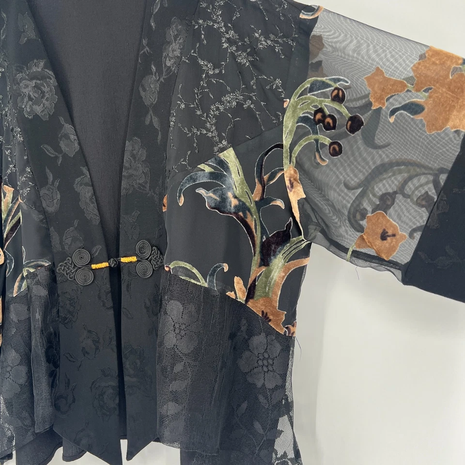 Cárdigan De Colección Spencer Alexis Para Mujer L Retazos Floral Burnout Terciopelo Boho Kimono Foto 3 de 4