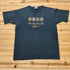 Vintage 90s Maui Hawaii Palm Tree Embroidered Graphic Souvenir T-Shirt USA Large