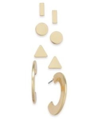 I.n.c. Gold-Tone 3-Pc. Stackable Flat Disc Earrings