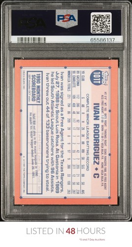 1991 TOPPS TRADED #101T IVAN RODRIGUEZ RC RANGERS HOF PSA 10 - Picture 2 of 42