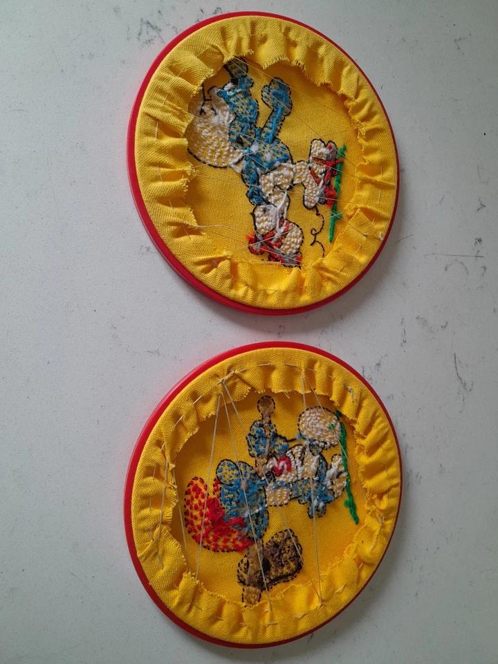 De Colección Patinaje sobre Ruedas y Béisbol Pitufo Bordado Completo 7" Aro Punto de Cruz Arte Foto 4 de 4