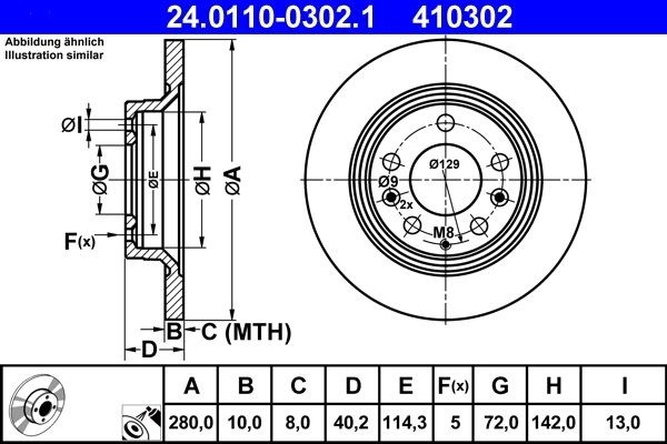 2 X Bremsscheibe ATE 24.0110-0302.1 FüR Mazda 6 Stufenheck-image
