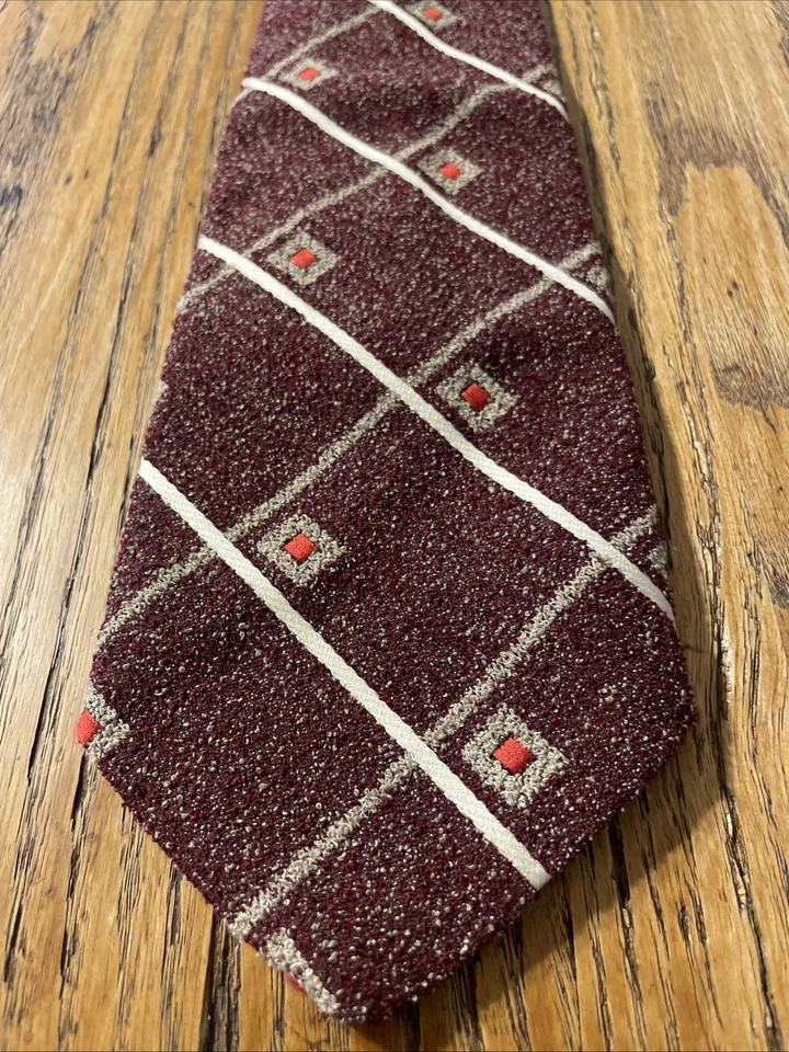 Винтажный 60-х 70-х Sears полиэстер зажим на широкий галстук мод диско геометрический ретро - Изображение 2 из 4