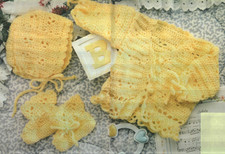 SUNSHINE SET BABY SWEATER HAT BOOTIES 3 SIZES CROCHET PATTERN INSTRUCTIONS