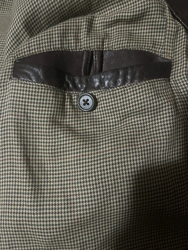 复古 Polo by RL 棕色 100% 皮革轰炸机飞行员夹克 XL 码 中国制造 — 第 3/4 张图片